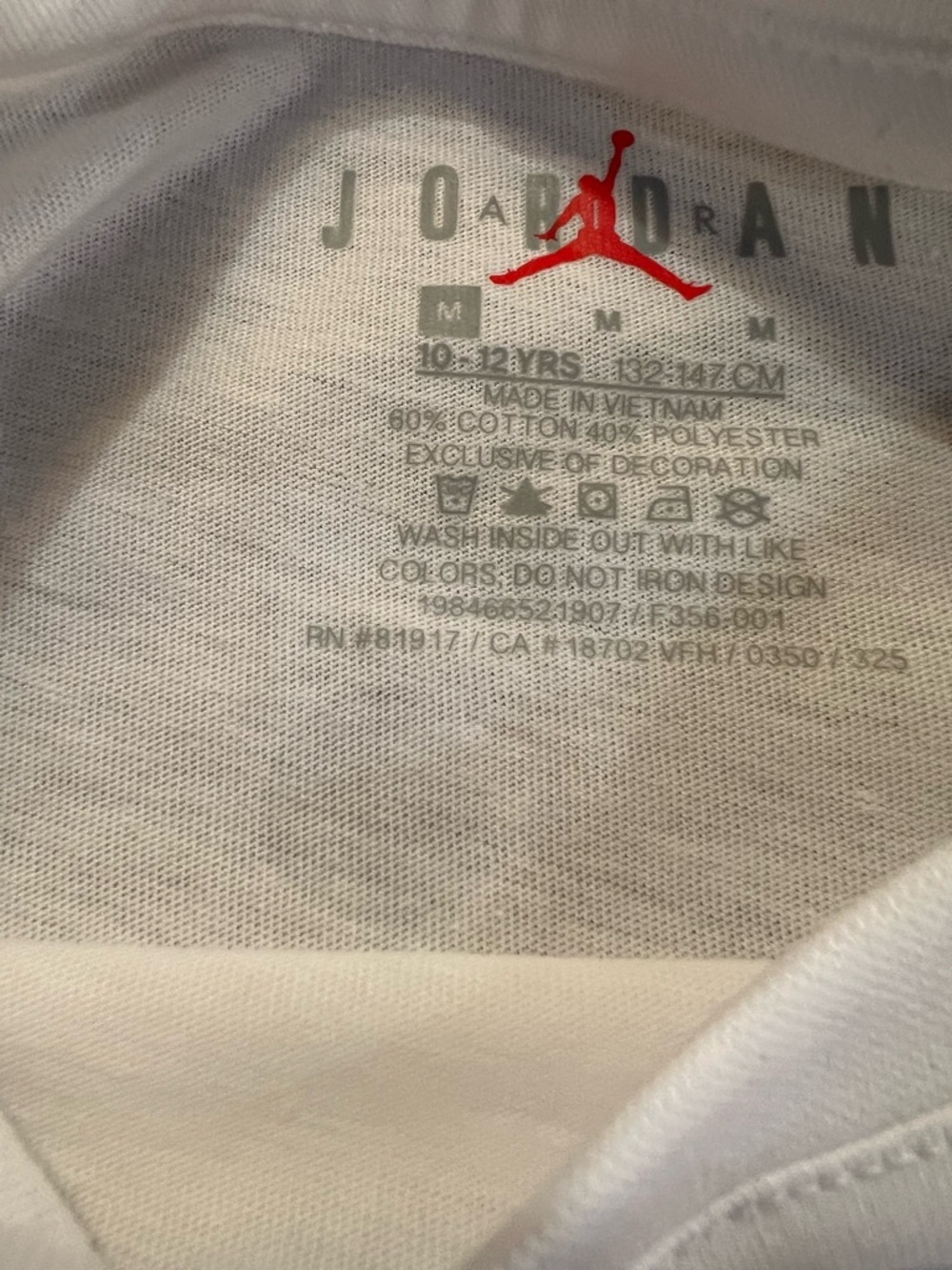 Jordan White Short Sleeve Tee with Red and Black Logo - Picture 6 of 6